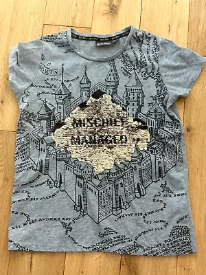 Buy Harry Potter Marauder's Map T-Shirt Flip Sequins, Size 11-12 Years, VGC • 3.49£