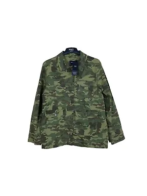 Buy Womens M&S Long Sleeve Jacket Cotton Rich Army Camouflage Casual Outdoor Coat • 35£
