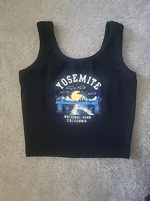 Buy Obessive Love Womens  Black Crop Tee Shirt Size Xl Yosemite National Park Ca • 12.49£