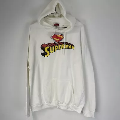 Buy DC Comics Mens Official Superman Logo Hoodie White LARGE 48” Chest • 20£