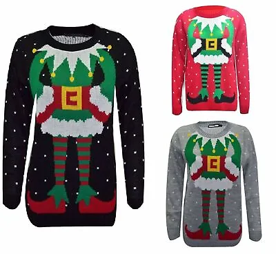 Buy Ladies Mens Christmas Xmas Jumper Elf Body Joker Knitted Sweater Retro Top • 11.99£