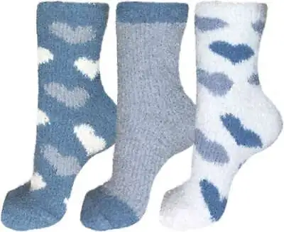 Buy Ladies Fluffy Socks 3 Pairs Bed Slippers Womens Adults Luxuriously Soft & Cosy • 5.85£