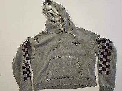 Buy Womens Vans Cropped Hoodie Sweatshirt Pullover Sz M Long Sleeves Drawstring Gray • 9.45£