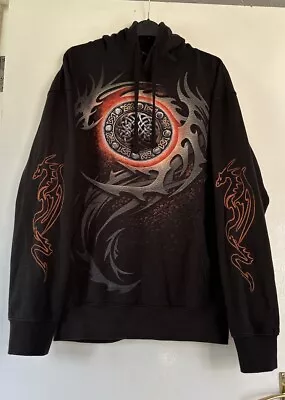Buy Large Spiral Hoodie Size Large Black Dragon Dragons Eye Celtic Goth Emo • 15£