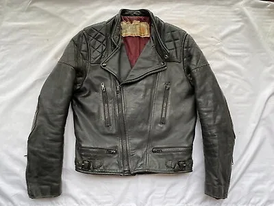 Buy Vintage WOLF Black Leather Motorbike Jacket Motorcycle Biker Punk Rock 38-40 S? • 125£
