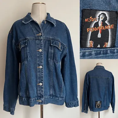 Buy Bill Blass Vintage Denim Jean Jacket With AC/DC Patch In Blue Size Large • 28.45£