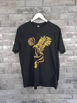 Buy Gildan T Shirt Large Black Golden Phoenix Graphic Print Short Sleeve Softstyle • 12.99£