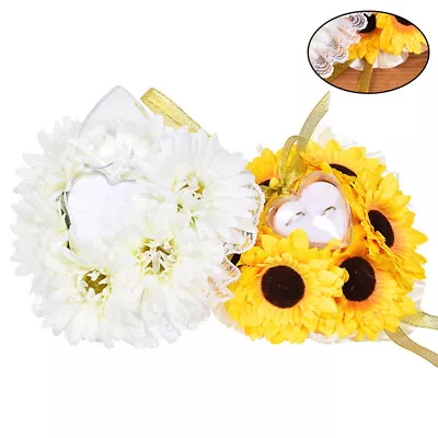 Buy Wedding Pillow For Favors Romantic Decor Bride Sunflower Heart-shaped • 11.45£