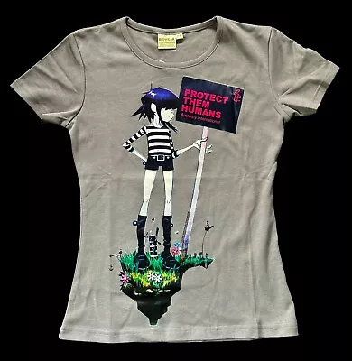 Buy Gorillaz X Amnesty International - Protect The Human - Rare Fitted T-Shirt 2010 • 75£