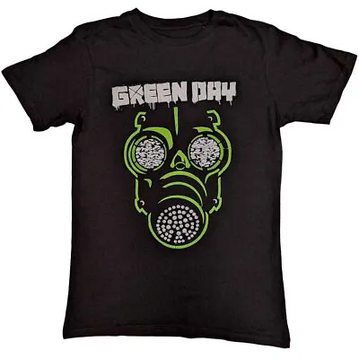 Buy Officially Licensed Green Day Green Mask Mens Black T Shirt Green Day ClassicTee • 16.50£