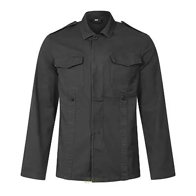 Buy Army Jacket German Military Style Moleskin Cotton Long Sleeve Work Top Black • 32.29£