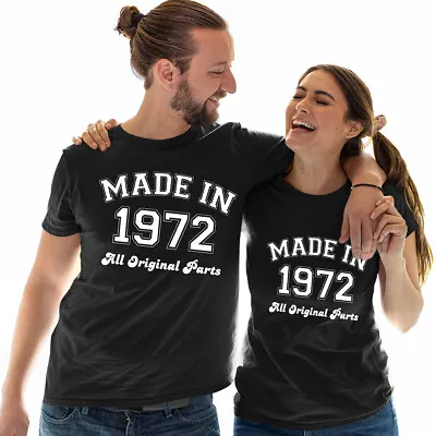 Buy Made In 1972 All Original Parts T-Shirt 50th Birthday Gift Ideas Birthday Top #E • 9.99£