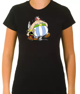 Buy Asterix & Obelix Funny Characters  3/4 Short Sleeve T Shirt Woman K1018 • 9.51£