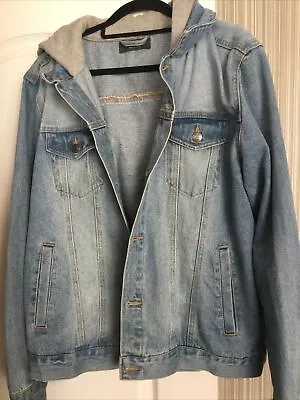 Buy Mens Primark  Hooded Light  Denim Jacket Size L “Only Worn A Couple Of Times” • 5.99£