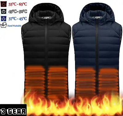 Buy Heated Hoodie Gilet Vest Warm Winter Electric Jacket Men Women 9 Heating Zones • 17.99£