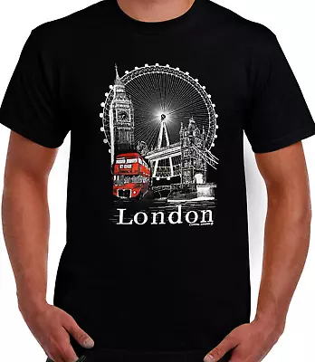Buy London Eye Graphic Art Design Picture Souvenir UNISEX Quality Cotton T.shirts • 7.49£