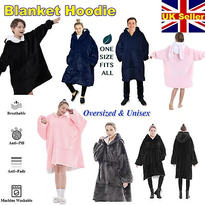 Buy Hoodie Snuggle Blanket Super/Warm Fleece Comfort Wearable Hooded Oversized Oodie • 11.88£