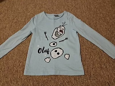Buy Girl Disney Frozen 2 Olaf Long Sleeve T-Shirt Reversible Sequin Top Age 4-5 Year • 4.99£