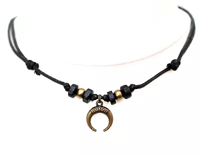 Buy Mens Horn Necklace, Viking Boys Necklace, Bronze Nordic Jewellery, Celtic Choker • 6.99£