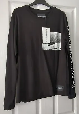 Buy BNWT Mens Special Addition Calvin Klein Andy Warhol Long Sleeve Black T-shirt • 40£