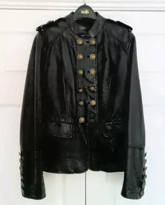 Buy Next Ladies Black Leather Jacket - Vintage / Steampunk/ Military Style • 50£