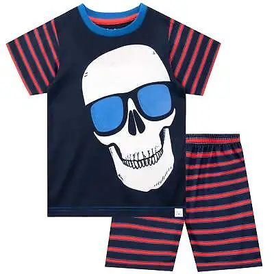 Buy Skull Short Pyjamas Kids Boys 6 7 8 9 10 11 12 13 Years Stripes Red Navy Blue • 9.59£