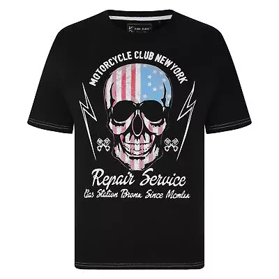 Buy KAM USA Skull Print Short Sleeve T-Shirt For Mens KBS5733 In Black, 2XL-8XL • 18.95£