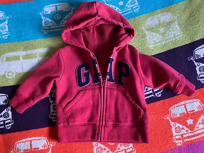 Buy Kids Baby GAP Red Hooded Sweatshirt Cardigan Jacket Size 12-18m Hoodie / Hoody • 8£