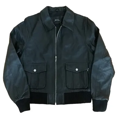 Buy Id Entity By Lord And Taylor Genuine Leather Bomber Jacket Black Jr 14 • 60.32£