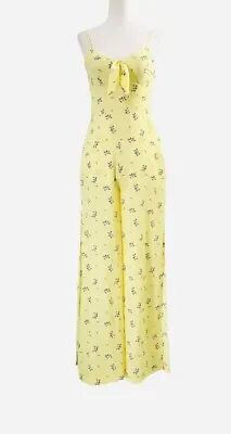 Buy Love Fire Brand Jumpsuit. Size XS. Yellow Floral Pattern. Open Wide Leg. Pockets • 33.03£