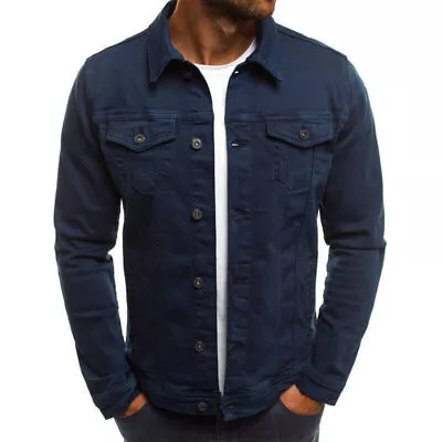 Buy Mens Denim Jacket Loose Button Cotton Casual Jeans Jackets Coat Outwear Size UK • 15.52£