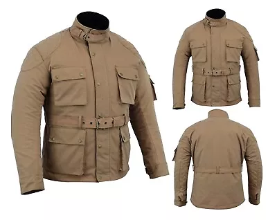 Buy Warrior NEW Classic Motorcycle Waxed Cotton CE Armour WP Breathable Biker Jacket • 139.99£