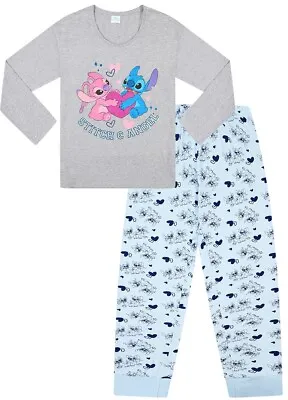 Buy Womens Disney Lilo And Stitch Angel  Long Ladies Cotton Pyjamas Pjs • 16.99£