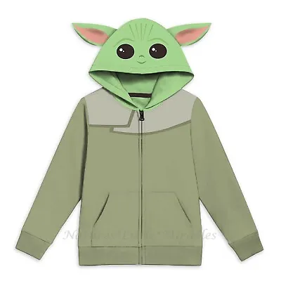 Buy NWT Baby Yoda Boys Hoodie Jacket Size 4 - 16 Star Wars Mandalorian Costume Girls • 24.01£