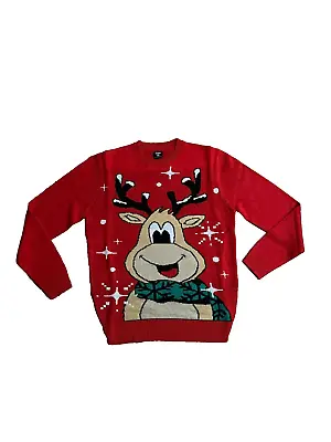 Buy Mens Red Rudolph Reindeer Christmas Jumper | Sizes: XS, S, M, L, XL, XXL • 12.99£