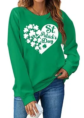 Buy St. Patrick's Day Sweatshirt Women Shamrock Heart Shirts Irish XX-Large Green3 • 43.60£