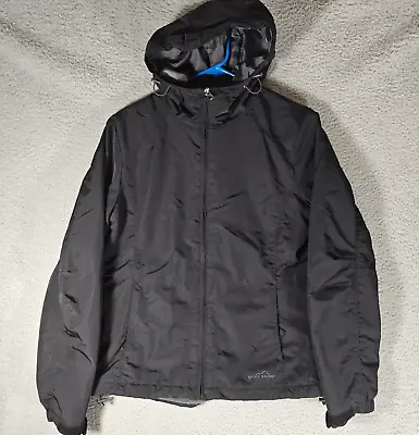 Buy Eddie Bauer Jacket Womens Small Black Fleece Lined Hooded Full Zip Outdoor • 21.20£