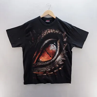 Buy Spiral T Shirt Large Black Graphic Print Dragons Eye Double Sided Cotton Mens • 8.99£