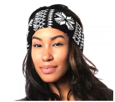 Buy Ladies Mens Scarf Headband Knitted Tube Snood Black White Snowflakes Face Cover • 4.03£