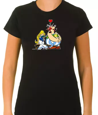 Buy Asterix & Obelix Funny Characters  3/4 Short Sleeve T Shirt Woman F061 • 9.51£