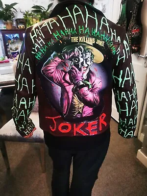 Buy Joker Custom Made Burgandy Leather Jacket 14 Unisex M Batman DC Comics Men/Women • 150£