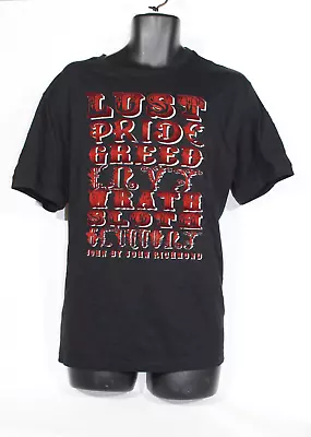 Buy John Richmond 7 Deadly Sins T-shirt 2XL Black Short Sleeve Mens • 14.99£