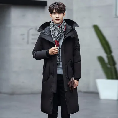 Buy New  Mens Down Feather Coat Jacket Long Hooded Thicken Warm Winter Outdoor Hot • 39£