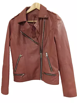 Buy New Next REAL Leather Women's Biker Style Jacket Coat Short Soft Size 8 RRP £180 • 59.99£