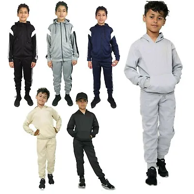 Buy Kids Boys Tracksuits Childrens Sports Contrast Hooded Top Jogging Bottom  • 9.99£