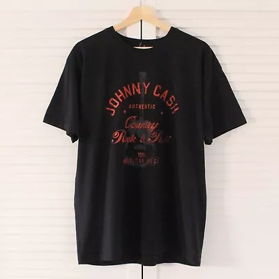 Buy Johnny Cash Black Cotton T-Shirt XL Red Printed Guitar Design • 12£