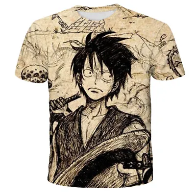 Buy Vintage Mens Anime  Monkey.Luffy T-Shirt Clothes Adult Size S-6XL • 14.39£