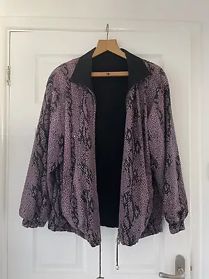 Buy Snakeskin Purple And Black Reversible Pattern Sequin Jacket Size 18 • 18£