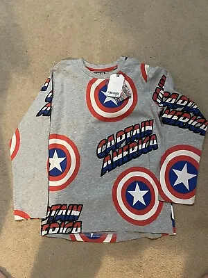 Buy Disney Marvel Captain America Long Sleeved T-shirt From Next Age 6-7 - Brand New • 7.99£