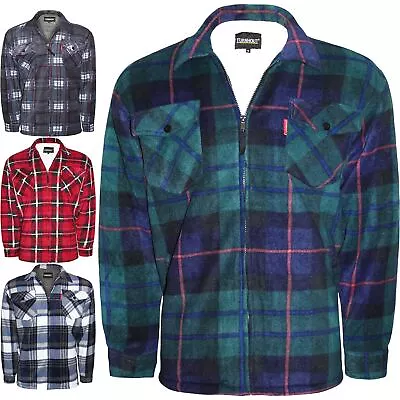 Buy Mens Fur Sherpa Lined Fleece Thick Heavy Lumberjack Work Jacket Shirt Check Warm • 20.99£